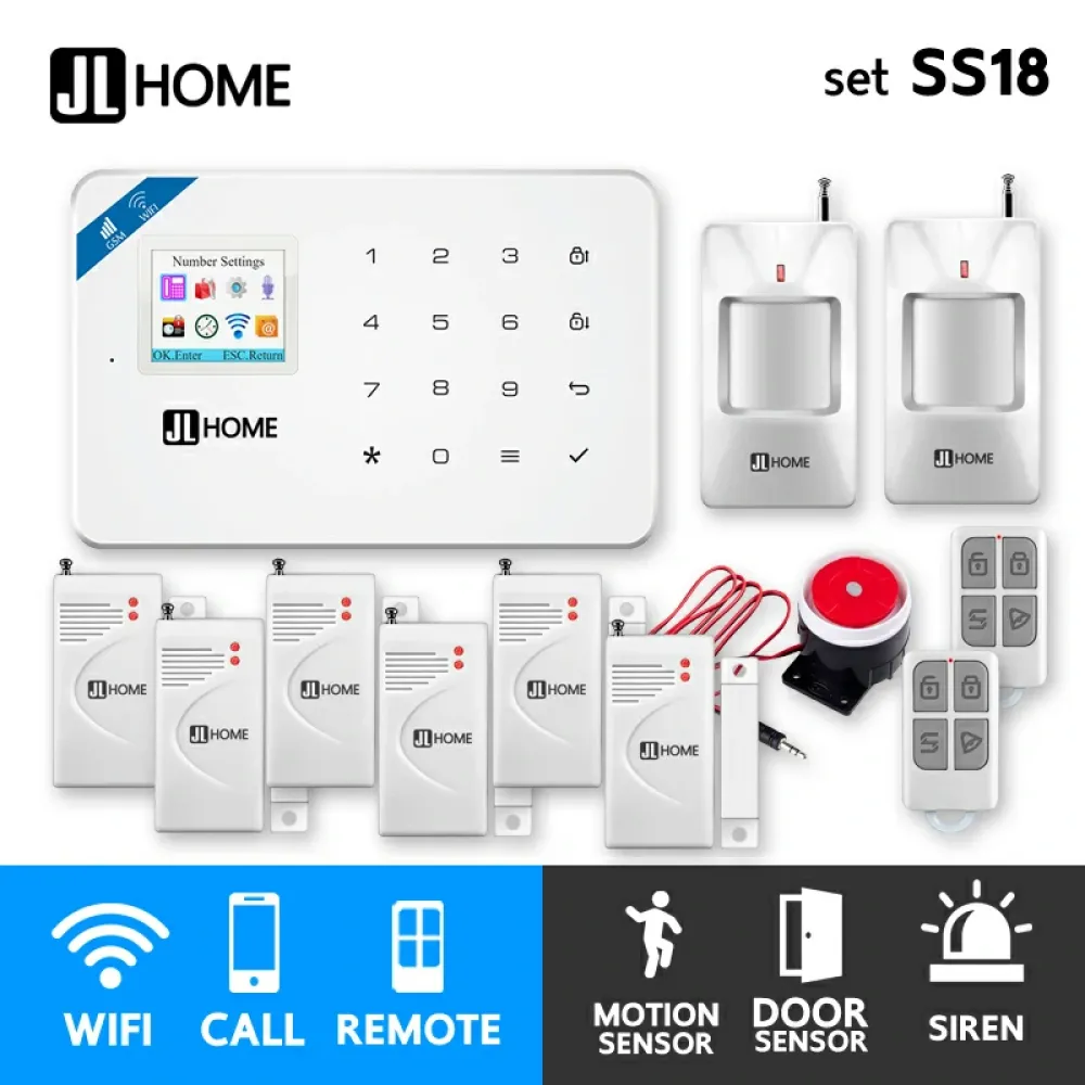SS18 ชุดสัญญาณกันขโมยบ้านไร้สาย ชุดพิเศษล้างสต็อค แจ้งเตือนผ่านแอพ/โทรออกด้วยเสียง รองรับ99เซ็นเซอร์และรีโมท