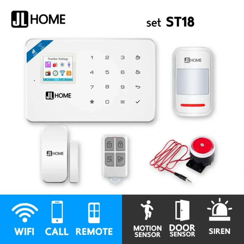 ST18 ชุดสัญญาณกันขโมยบ้านไร้สาย แจ้งเตือนผ่านแอพ/โทร/SMS ชุดเริ่มต้น