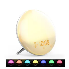 TLWC01 นาฬิกาปลุกอัจฉริยะ เเสงอาทิตย์จำลอง หน้าจอแสดงผลตัวเลขดิจิตอล ปฏิทิน ไฟ LED และวิทยุในตัว WIFI