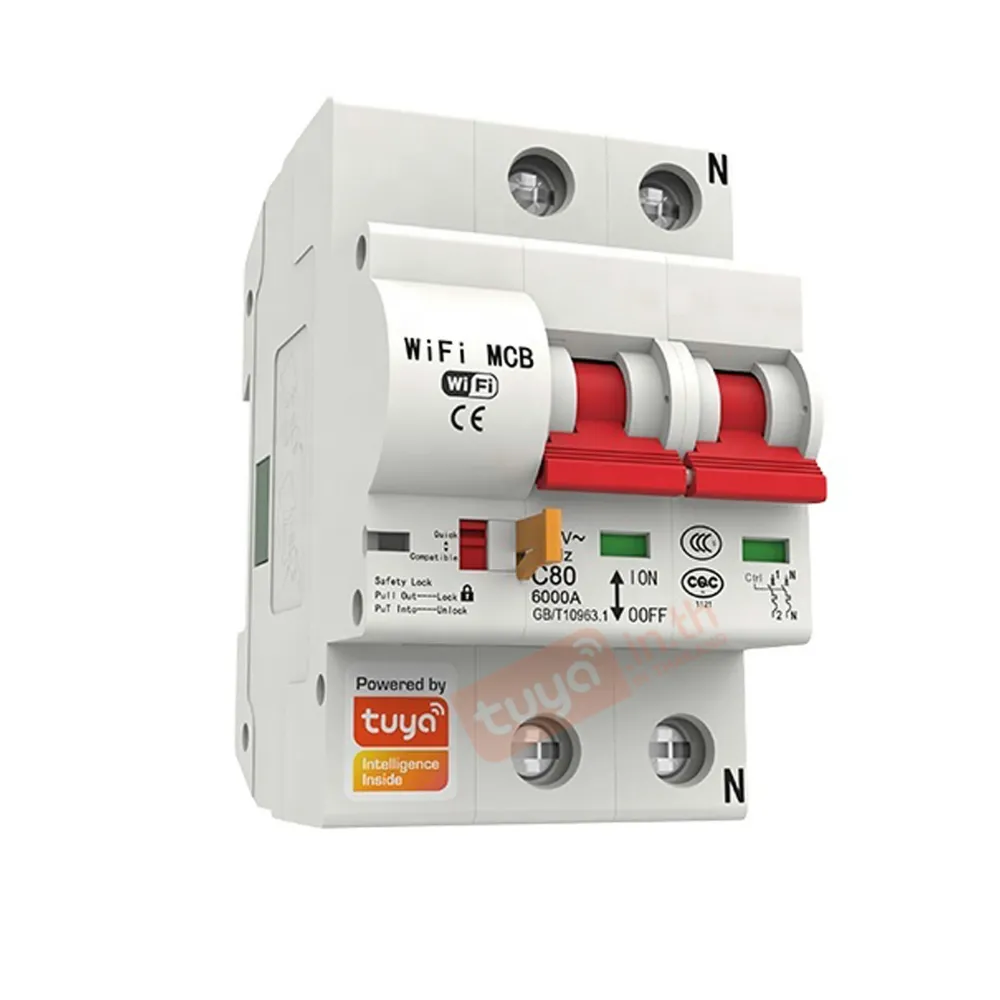 HBRK02 เซอร์กิตเบรคเกอร์ไฟฟ้าอัจฉริยะ 2สวิตซ์ WIFI 230V สั่งงานผ่านแอพมือถือ ตัดทริปเองได้ LN