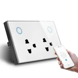 SKUS-A1 เต้าเสียบปลั๊กไฟ พร้อมสวิตช์เปิด/ปิดแบบทัชสีขาว (US) แนวยาว