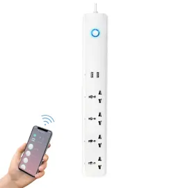 HSTSU-01 ปลั๊กไฟพ่วงแบบ Universal 4ช่องเสียบ 2ช่องUSB สั่งเปิดปิดแยกจุดได้ 220V 10A WIFI